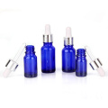 full size 15ml 30ml 50ml 100ml blue color Glass Essential Oil dropper bottle with silver lid